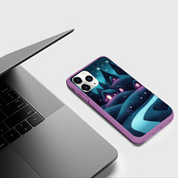 Чехол iPhone 11 Pro матовый Новогодняя ночная тропинка, цвет: 3D-фиолетовый — фото 2