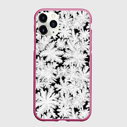 Чехол iPhone 11 Pro матовый Мороз на стекле, цвет: 3D-малиновый