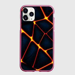 Чехол iPhone 11 Pro матовый Каменный разлом с лавой, цвет: 3D-малиновый