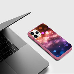 Чехол iPhone 11 Pro матовый Праздничный боке, цвет: 3D-малиновый — фото 2