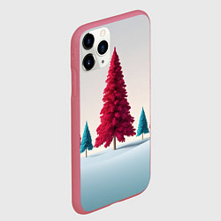 Чехол iPhone 11 Pro матовый Новогодний минимализм, цвет: 3D-малиновый — фото 2