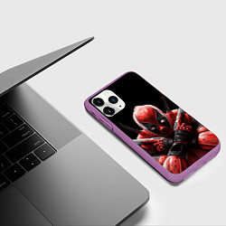 Чехол iPhone 11 Pro матовый Bloody Deadpool, цвет: 3D-фиолетовый — фото 2
