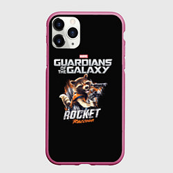 Чехол iPhone 11 Pro матовый Ракета стражи галактики, цвет: 3D-малиновый