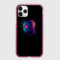 Чехол iPhone 11 Pro матовый Неоновый человек паук, цвет: 3D-малиновый