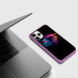Чехол iPhone 11 Pro матовый Неоновый человек муравей, цвет: 3D-фиолетовый — фото 2