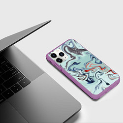 Чехол iPhone 11 Pro матовый Crazy waves, цвет: 3D-фиолетовый — фото 2