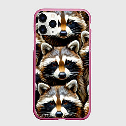 Чехол iPhone 11 Pro матовый Енотики, цвет: 3D-малиновый