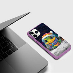 Чехол iPhone 11 Pro матовый Змея новогодняя ночь, цвет: 3D-фиолетовый — фото 2