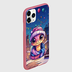 Чехол iPhone 11 Pro матовый Змейка и новогодняя ночь 2025, цвет: 3D-малиновый — фото 2