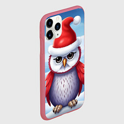 Чехол iPhone 11 Pro матовый Зимний совенок в шапочке, цвет: 3D-малиновый — фото 2