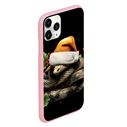 Чехол iPhone 11 Pro матовый Новогодняя змейка в шапочке, цвет: 3D-баблгам — фото 2