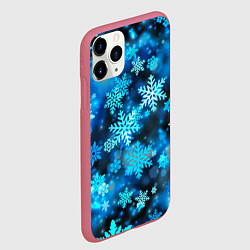 Чехол iPhone 11 Pro матовый Снежный новогодний узор, цвет: 3D-малиновый — фото 2