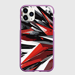 Чехол iPhone 11 Pro матовый Чёрно-красно-белая абстракция, цвет: 3D-фиолетовый