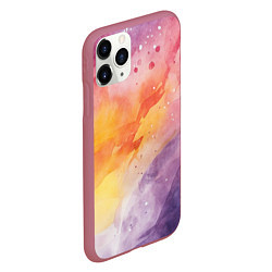 Чехол iPhone 11 Pro матовый Краски акварели, цвет: 3D-малиновый — фото 2