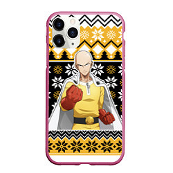 Чехол iPhone 11 Pro матовый One-Punch Man sweater, цвет: 3D-малиновый