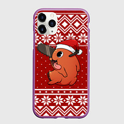 Чехол iPhone 11 Pro матовый Почита новогодний свитер, цвет: 3D-фиолетовый