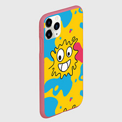 Чехол iPhone 11 Pro матовый Абстрактный узор с забавной желтой кляксой, цвет: 3D-малиновый — фото 2