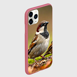Чехол iPhone 11 Pro матовый Воробей, цвет: 3D-малиновый — фото 2