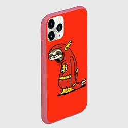 Чехол iPhone 11 Pro матовый Ленивец Флэш, цвет: 3D-малиновый — фото 2