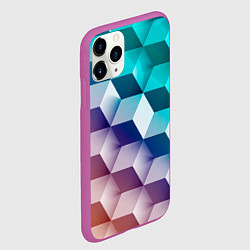 Чехол iPhone 11 Pro матовый Объёмные разноцветные градиентные кубы, цвет: 3D-фиолетовый — фото 2