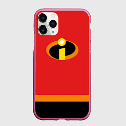 Чехол iPhone 11 Pro матовый Суперсемейка костюм, цвет: 3D-малиновый