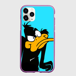 Чехол iPhone 11 Pro матовый Даффи Дак, цвет: 3D-фиолетовый