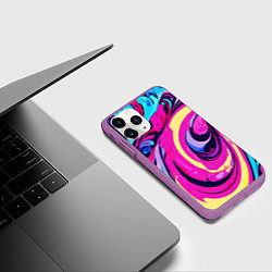 Чехол iPhone 11 Pro матовый Сине-розовый узор, цвет: 3D-фиолетовый — фото 2