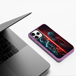 Чехол iPhone 11 Pro матовый Доктор Дум - Железный Человек, цвет: 3D-фиолетовый — фото 2