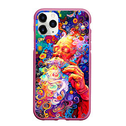 Чехол iPhone 11 Pro матовый Santa Claus: pop-art modern pointillism, цвет: 3D-малиновый