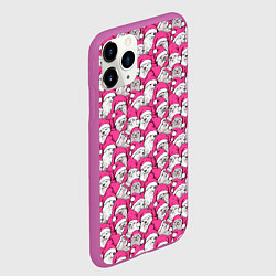 Чехол iPhone 11 Pro матовый Выдры новогодние в розовых колпаках, цвет: 3D-фиолетовый — фото 2