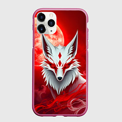 Чехол iPhone 11 Pro матовый Японская лиса на красном, цвет: 3D-малиновый