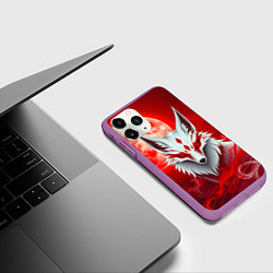 Чехол iPhone 11 Pro матовый Японская лиса на красном, цвет: 3D-фиолетовый — фото 2