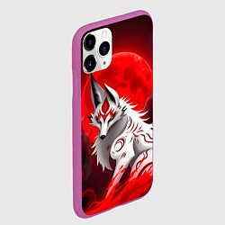 Чехол iPhone 11 Pro матовый Японская белая лиса, цвет: 3D-фиолетовый — фото 2