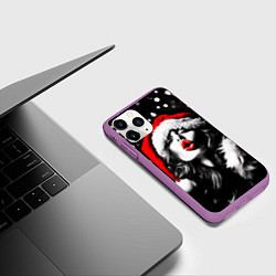 Чехол iPhone 11 Pro матовый Снегурочка - воздушный поцелуй, цвет: 3D-фиолетовый — фото 2