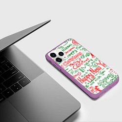 Чехол iPhone 11 Pro матовый Новогодняя атмосфера merry christmas, цвет: 3D-фиолетовый — фото 2