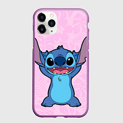 Чехол iPhone 11 Pro матовый Stitch on a pink background, цвет: 3D-фиолетовый
