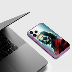 Чехол iPhone 11 Pro матовый Джокер портрет, цвет: 3D-фиолетовый — фото 2