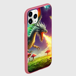 Чехол iPhone 11 Pro матовый Огнедышащий дракон на грибной поляне, цвет: 3D-малиновый — фото 2