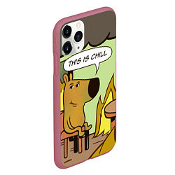 Чехол iPhone 11 Pro матовый This is chill - this is fine мем, цвет: 3D-малиновый — фото 2