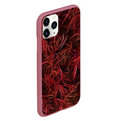 Чехол iPhone 11 Pro матовый Красная трава на чёрном фоне, цвет: 3D-малиновый — фото 2