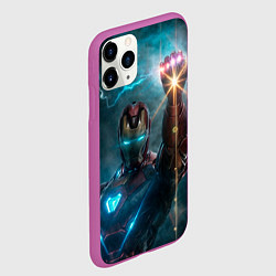 Чехол iPhone 11 Pro матовый Железный человек с перчаткой бесконечности, цвет: 3D-фиолетовый — фото 2