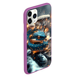 Чехол iPhone 11 Pro матовый Змейка новогодняя атмосфера, цвет: 3D-фиолетовый — фото 2