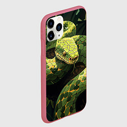 Чехол iPhone 11 Pro матовый Змея в траве, цвет: 3D-малиновый — фото 2