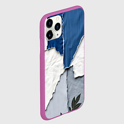 Чехол iPhone 11 Pro матовый Сине-белый пэчворк, цвет: 3D-фиолетовый — фото 2