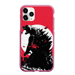 Чехол iPhone 11 Pro матовый Godzilla destroys the city, цвет: 3D-малиновый