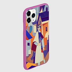 Чехол iPhone 11 Pro матовый Кубизм абстрактный город, цвет: 3D-фиолетовый — фото 2