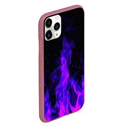 Чехол iPhone 11 Pro матовый Неоновый огонь на черном фоне, цвет: 3D-малиновый — фото 2