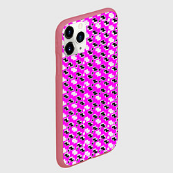 Чехол iPhone 11 Pro матовый Чёрно-белые фигуры на розовом фоне, цвет: 3D-малиновый — фото 2