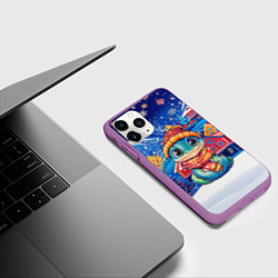 Чехол iPhone 11 Pro матовый Новогодняя змея символ 2025 года, цвет: 3D-фиолетовый — фото 2