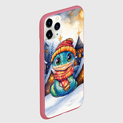Чехол iPhone 11 Pro матовый Змейка новогодняя в шапке и шарфе, цвет: 3D-малиновый — фото 2